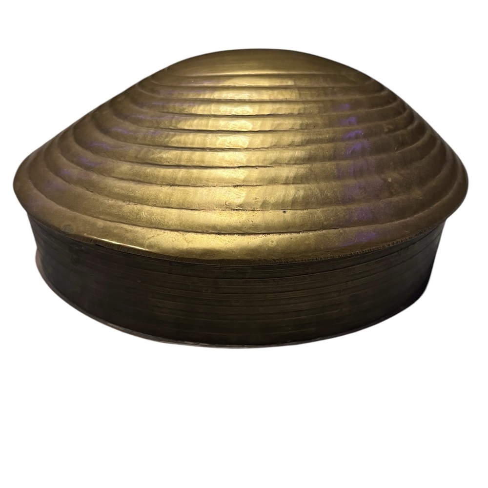 Vintage Brass Clamshell Trinket Box